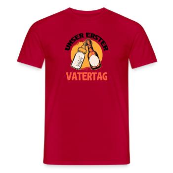 Prost Auf Den Ersten Vatertag mit Bier und - Männer T-Shirt - Rot - Vorne - AI Model Male 178 dark (178cm)