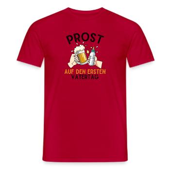 Prost Auf Den Ersten Vatertag mit Bier und - Männer T-Shirt - Rot - Vorne - AI Model Male 178 dark (178cm)