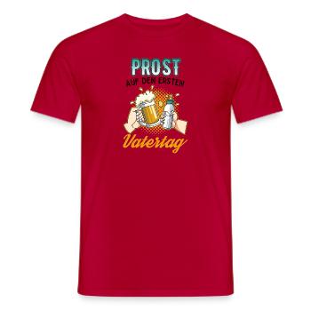 Prost Auf Den Ersten Vatertag mit Bier und - Männer T-Shirt - Rot - Vorne - AI Model Male 178 dark (178cm)