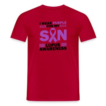 Ich Trage Lila Für Meinen Sohn Lupus Awareness - Männer T-Shirt - Rot - Vorne - AI Model Male 178 dark (178cm)