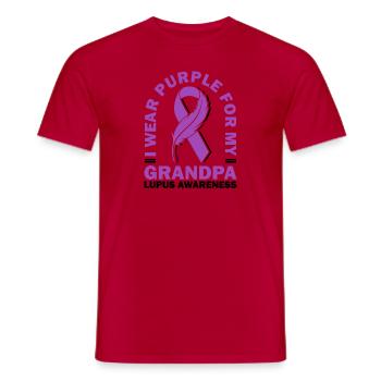 Je porte du violet pour mon grand-père lupus - T-shirt homme - rouge - Devant - AI Model Male 178 dark (178cm)