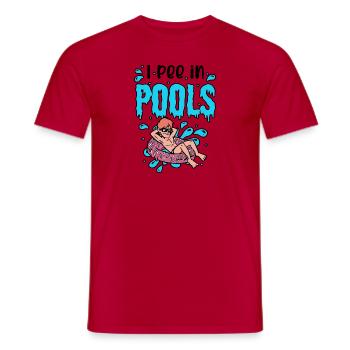 Funny Pool Companion, I Pink In Pools - Men's T-Shirt - red - Front - AI Model Male 178 dark (178cm)