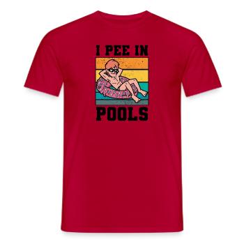 Ich Pinkle In Pools Lustige Pool -Begleiters - Männer T-Shirt - Rot - Vorne - AI Model Male 178 dark (178cm)