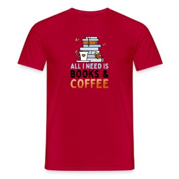 J’ai besoin de livres et de café Citation de lecture de rat de bibliothèque - T-shirt homme - rouge - Devant - AI Model Male 178 dark (178cm)
