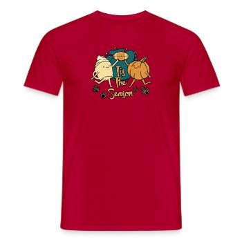 Happy Thanksgiving Kürbisgewürz Fußball Herbst - Männer T-Shirt - Rot - Vorne - AI Model Male 178 dark (178cm)