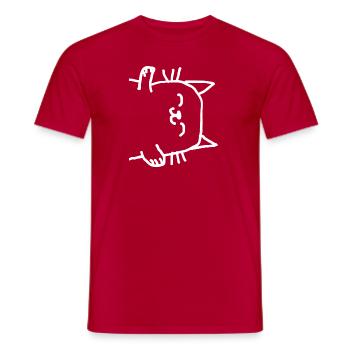Katze Tier - Männer T-Shirt - Rot - Vorne - AI Model Male 178 dark (178cm)