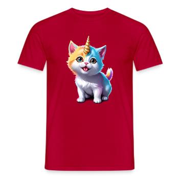 Unicorn Kitten - Men's T-Shirt - red - Front - AI Model Male 178 dark (178cm)