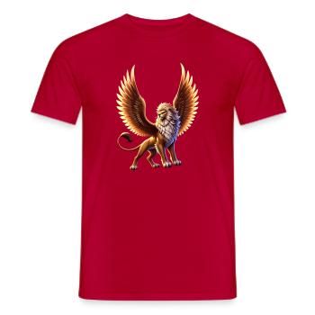 Flammenlöwe mit Flügeln - Männer T-Shirt - Rot - Vorne - AI Model Male 178 dark (178cm)