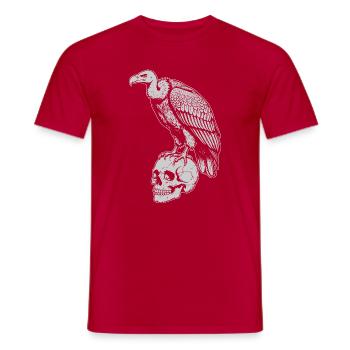 vulture sitting on the skull - Men's T-Shirt - red - Front - AI Model Male 178 dark (178cm)