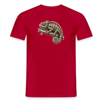 Chamäleon Illustration im Vintage-Stil - Männer T-Shirt - Rot - Vorne - AI Model Male 178 dark (178cm)