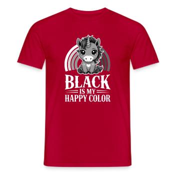 Einhorn-Regenbogen: Schwarz ist meine fröhliche Farbe - Männer T-Shirt - Rot - Vorne - AI Model Male 178 dark (178cm)