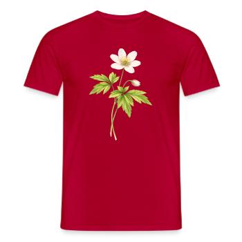 Wood anemone spring flower illustration - Men's T-Shirt - red - Front - AI Model Male 178 dark (178cm)