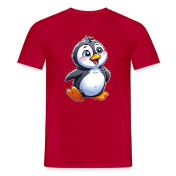 Cuddly Penguin Charm - Men's T-Shirt - red - Front - AI Model Male 178 dark (178cm)
