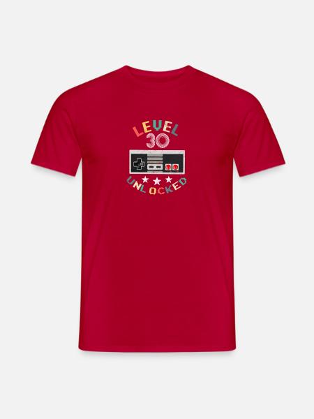 Level 30 Unlocked 30th Birthday Gift Retro Gamer - Heren T-shirt - rood