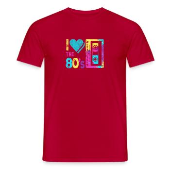 Ich liebe das 80er T-Shirt Retro Eighties 1980er Casset - Männer T-Shirt - Rot - Vorne - AI Model Male 178 dark (178cm)