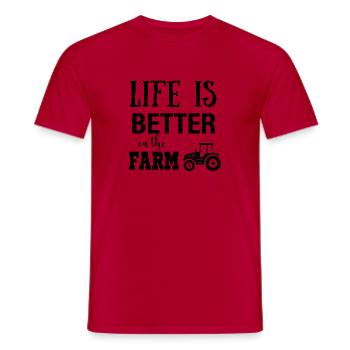 Life is better on the farm - Men's T-Shirt - red - Front - AI Model Male 178 dark (178cm)