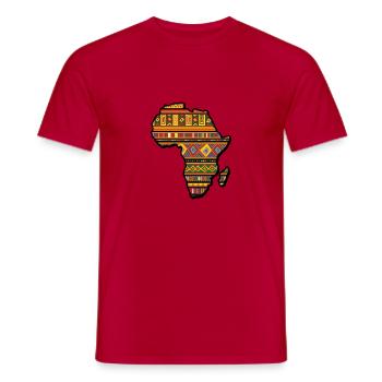 Chemise de motif d'Afrique - T-shirt homme - rouge - Devant - AI Model Male 178 dark (178cm)