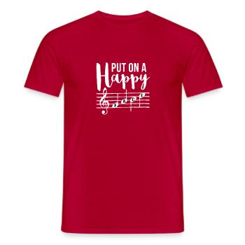 Sheet music Put on a happy face - Men's T-Shirt - red - Front - AI Model Male 178 dark (178cm)