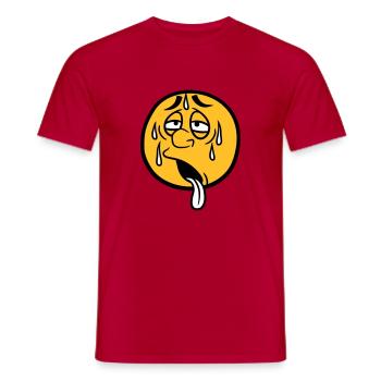 face cartoon cartoon circle round exhausted sun - Men's T-Shirt - red - Front - AI Model Male 178 dark (178cm)