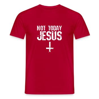 Pas aujourd'hui Jésus - Athéisme Athée Satan Gothique - T-shirt homme - rouge - Devant - AI Model Male 178 dark (178cm)