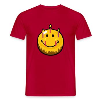 Smiley Birthday Cake - Men's T-Shirt - red - Front - AI Model Male 178 dark (178cm)