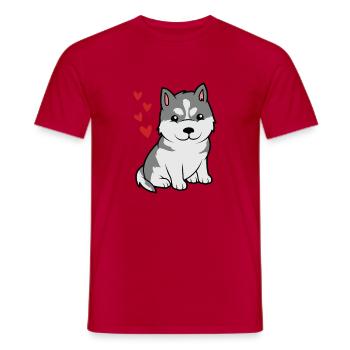 little cute baby husky - Men's T-Shirt - red - Front - AI Model Male 178 dark (178cm)