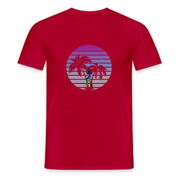 synth wave babe 80s miami style palms - Men's T-Shirt - red - Front - AI Model Male 178 dark (178cm)