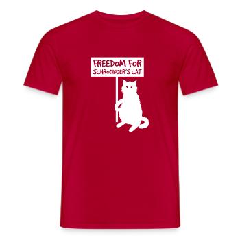 Freedom for Schrodinger's cat, sarcastic shirt - Men's T-Shirt - red - Front - AI Model Male 178 dark (178cm)