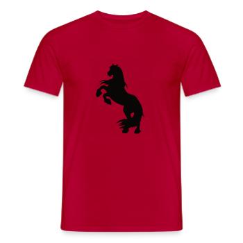 steigendes Friesen Pferd - Männer T-Shirt - Rot - Vorne - AI Model Male 178 dark (178cm)