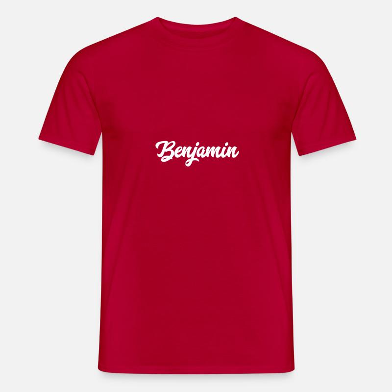 Benjamin Custom Text Birthday Name - Men’s T-shirt - red
