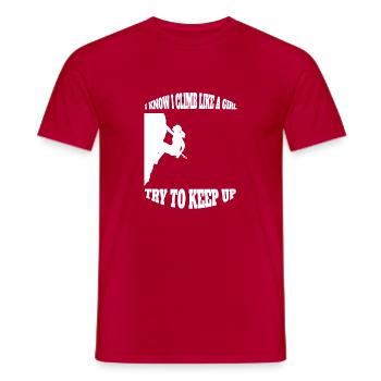 Climbing Mrs. Bouldering Mountaineering Girls Hiking - Men's T-Shirt - red - Front - AI Model Male 178 dark (178cm)