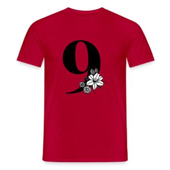 Zahl 9 - Männer T-Shirt - Rot - Vorne - AI Model Male 178 dark (178cm)
