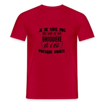 Tshirt femme Je suis pas dieu mais Banquiere - T-shirt homme - rouge - Devant - AI Model Male 178 dark (178cm)