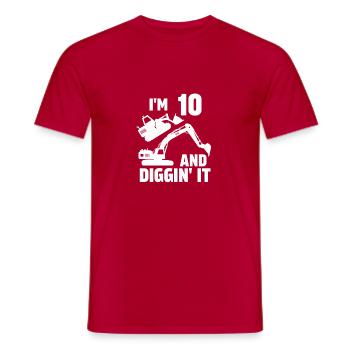 Ich bin 10 und Diggin' It - Männer T-Shirt - Rot - Vorne - AI Model Male 178 dark (178cm)