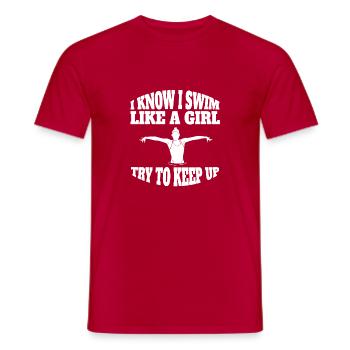Schwimmerin Frau Mama Schwimmen Schwimmer Mädchen - Männer T-Shirt - Rot - Vorne - AI Model Male 178 dark (178cm)
