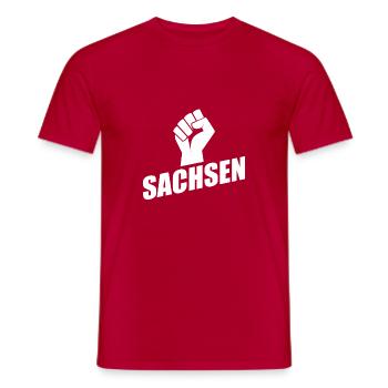 Sachsen Faust logo - Männer T-Shirt - Rot - Vorne - AI Model Male 178 dark (178cm)