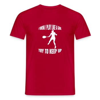 Tennis Girls Tennis Club Woman Tennis Player - Men's T-Shirt - red - Front - AI Model Male 178 dark (178cm)