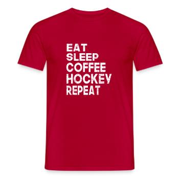 Eat Sleep coffee Hockey Repeat Funny Men boys - Men's T-Shirt - red - Front - AI Model Male 178 dark (178cm)