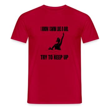 Nageuse Nageuse Femme Club de natation - T-shirt homme - rouge - Devant - AI Model Male 178 dark (178cm)