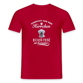 Vorsicht vor dem Herrchen - Bichon Frisé harmlos - Männer T-Shirt - Rot - Vorne - AI Model Male 178 dark (178cm)