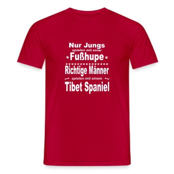 Jungs, Männer, Fußhupe - Tibet Spaniel - Männer T-Shirt - Rot - Vorne - AI Model Male 178 dark (178cm)