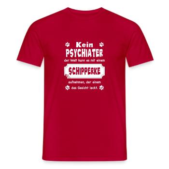 Kein Psychiater - Lustiger Spruch - Schipperke - Männer T-Shirt - Rot - Vorne - AI Model Male 178 dark (178cm)
