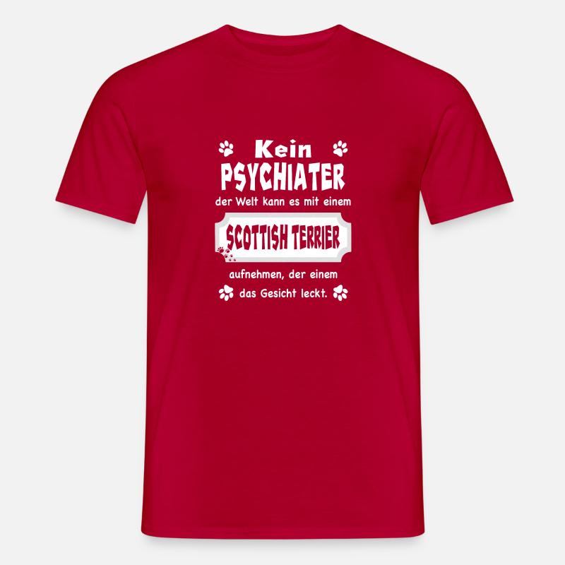 Kein Psychiater - Spruch - Scottish Terrier - Männer T-Shirt - Rot