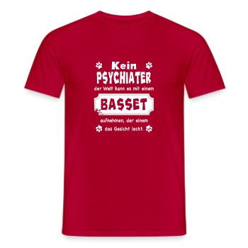 Kein Psychiater - Lustiger Spruch - Basset - Männer T-Shirt - Rot - Vorne - AI Model Male 178 dark (178cm)