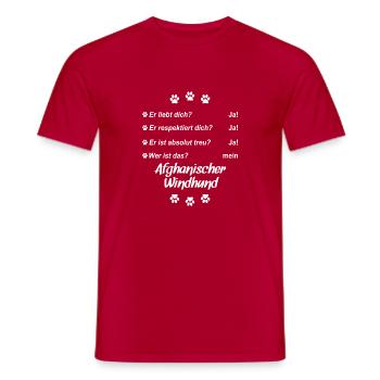Er liebt Dich. Wer ist das? Mein - Windhund - Männer T-Shirt - Rot - Vorne - AI Model Male 178 dark (178cm)