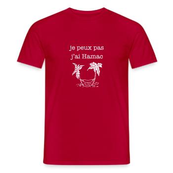 je peux pas j ai hamac - T-shirt homme - rouge - Devant - AI Model Male 178 dark (178cm)