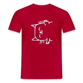 Katze - Männer T-Shirt - Rot - Vorne - AI Model Male 178 dark (178cm)