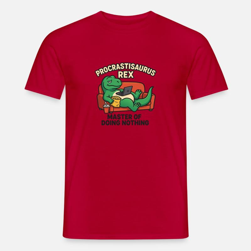 Procastisaurus Rex - Männer T-Shirt - Rot