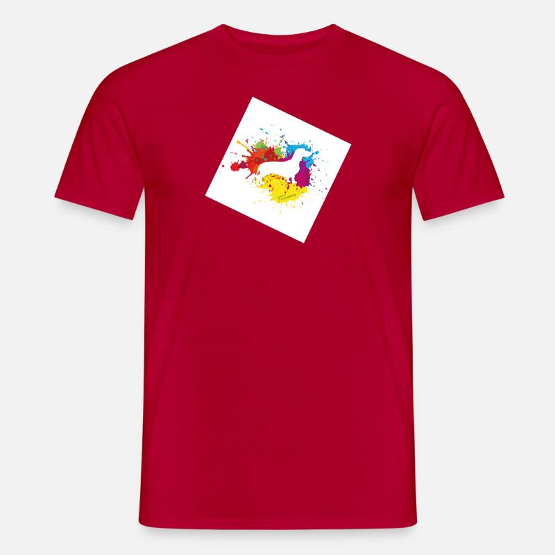 Dackel Farbklecks - Männer T-Shirt - Rot