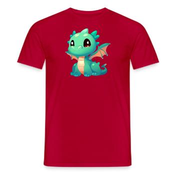 Dragon aux grands yeux - T-shirt homme - rouge - Devant - AI Model Male 178 dark (178cm)